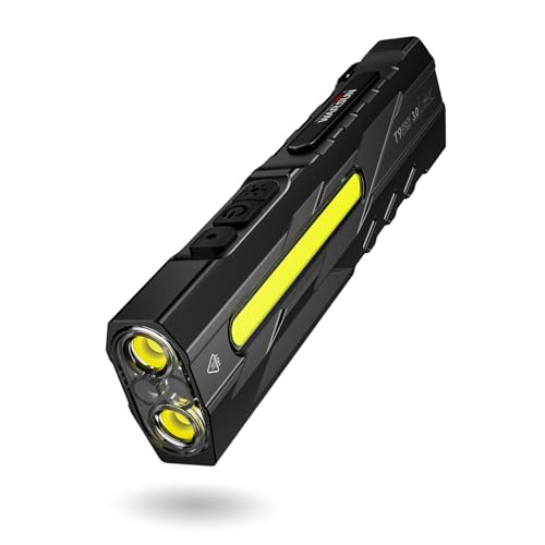 WARSUN T9PRO Rechargeable Pocket Flashlight, 1500 Lumen EDC Flashlight | UV & Red Lights • Magnetic Work Light • Pocket Clip • Hands-Free for Car Repair, Camping & Everyday Carry