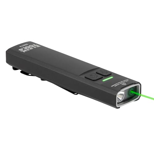 KLEIN TOOLS 56074 Rechargeable EDC Pocket Flashlight with Green Laser | Three Brightness Modes up to 1000 Lumens with Turbo Mode, Built-In Floodlight, <1mW, 510 to 530nm, Class 2