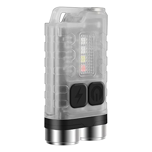 BORUIT V3 Small Powerful EDC Flashlight with Red UV Blue Light -Super Brigh Rechargeable Mini Pocket LED Keychain Flash Light - 10 Mode, USB-C, IP65 Waterproof, Magnet
