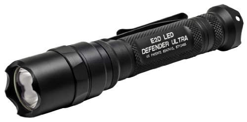 SureFire E2D Defender Ultra Dual-Output Flashlight with Dual-output tailcap click switch, Black