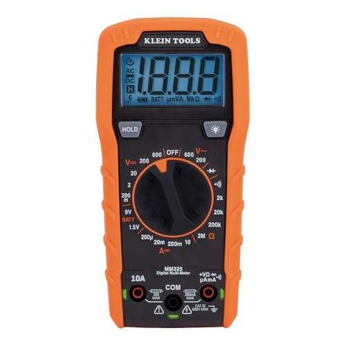 Klein Tools MM325 Multimeter, Digital Manual-Ranging 600V AC/DC Voltage Tester, Tests Batteries, Current, Resistance, Diodes, and Continuity