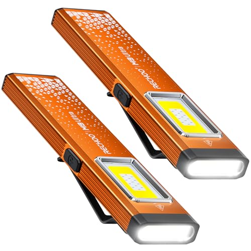 RECHOO Flat EDC Flashlight Rechargeable, 8-Mode Slim Pocket Flashlight with Magnetic Base & Clip, Lightweight Mini Rechargeable Flashlights for Everyday Carry, Working, Camping, Car Repair & Emergency