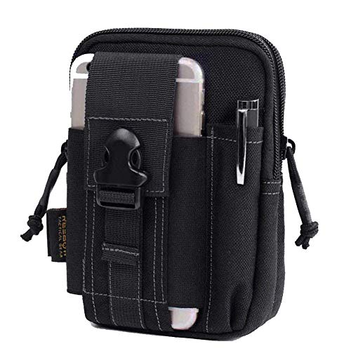 REEBOW GEAR Tactical Molle EDC Pouch Utility Gadget Belt Waist Bag with Cell Phone Holster Holder (Black)