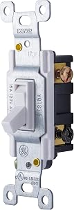 GE 3-Way Grounding Toggle Switch, in Wall On/Off Fan & Light Switch Replacement, 15 Am