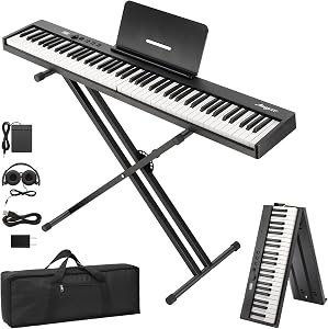 88 Key Folding Keyboard Piano with Touch-Sensitive Keys, Portable Digital Piano Featuring 