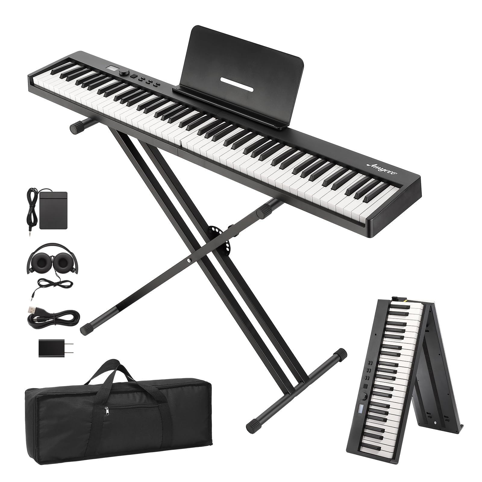 88 Key Folding Keyboard Piano with Touch-Sensitive Keys, Portable Digi — Complete testing methodology overview