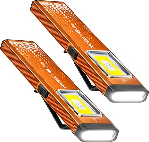 RECHOO Flat EDC Flashlight Rechargeable, 8-Mode Slim Pocket Flashlight with Magnetic Base