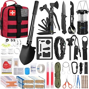 ABPIR 170 PCS Survival Kits, Survival First Aid Kit, Trauma Kit with Essential Survival Ge