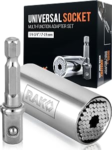 RAK Super Universal Socket Tool, 7-19mm Universal Socket Wrench Set, Gator Grip with Power